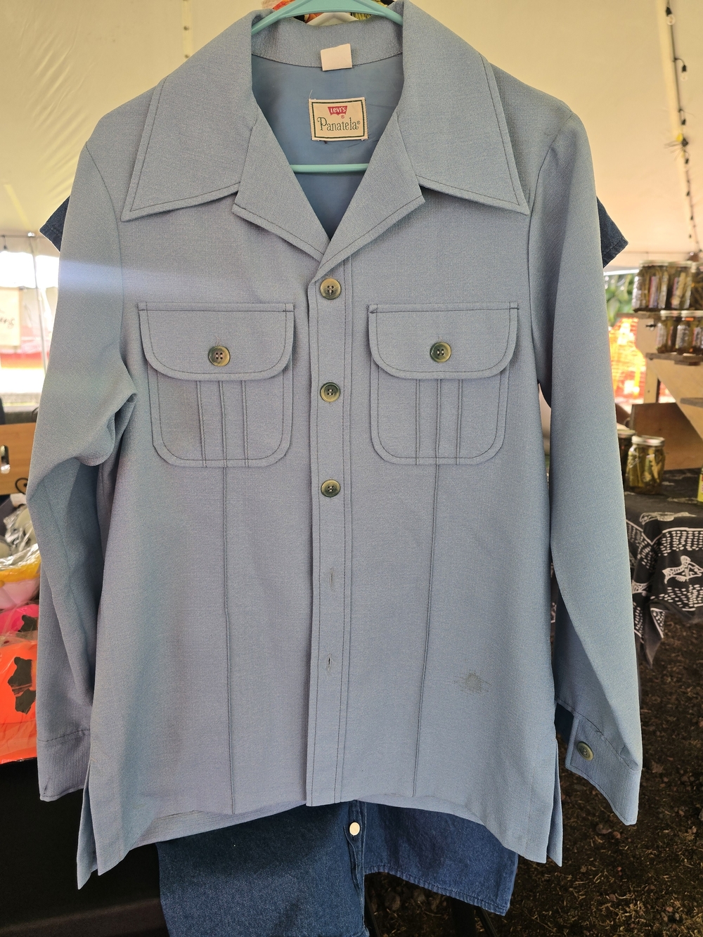 Vintage 1970s Levi's Light Blue Button-Front Shirt Jacket